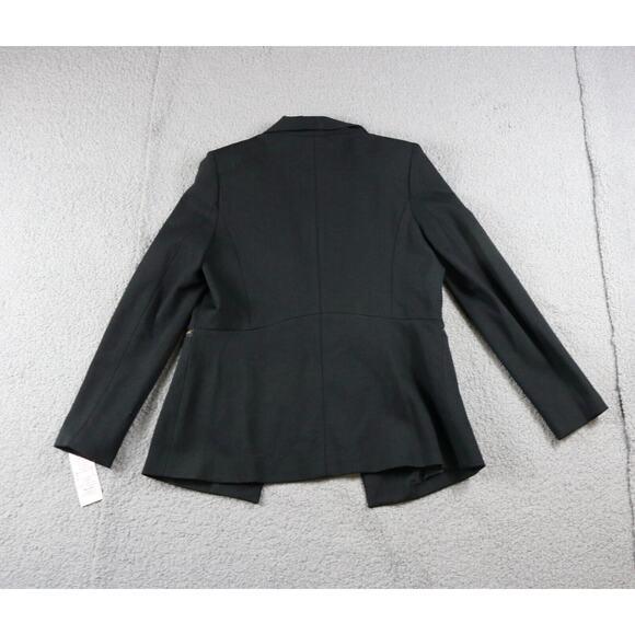 New Nanette Lepore Blazer Womens 6 Black Tuxedo Gold Colored Zipper Pockets - Picture 3 of 6